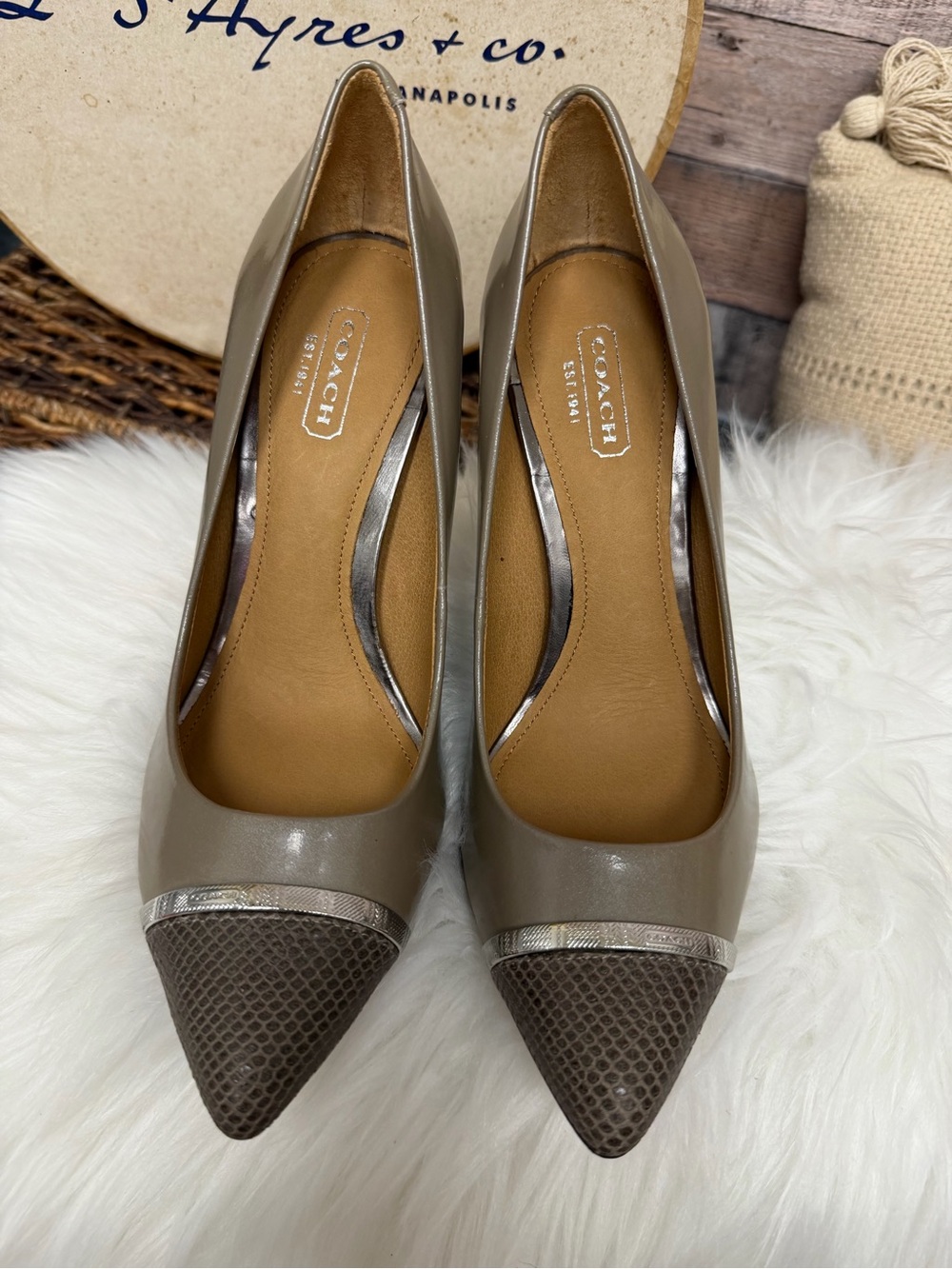 Coach Taupe Leather Pumps w/ Pointed Toe 6.5